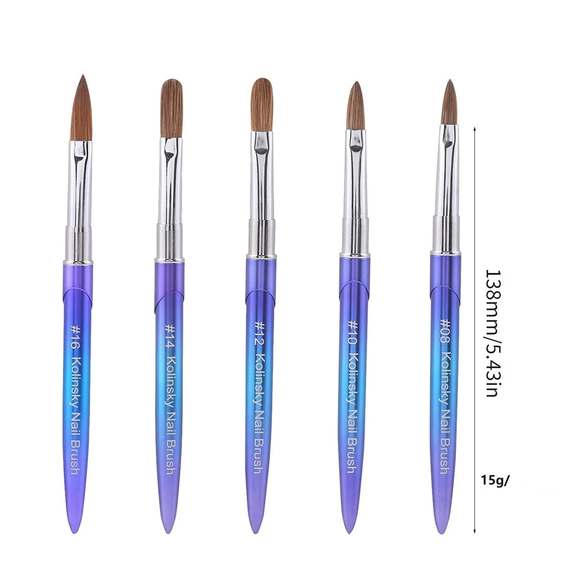 Blue Metal Handle 100% Kolinsky Hair Nail Art Crystal Brush Extended Engraving Nail Art Acrylic Brush Pen