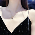 Women's 14K Gold Diamond Stainless Steel Clavicle Chain Necklace Exquisite and Small Trendy Party Accessory