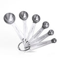 Set of 6 Round Stainless Steel Measuring Spoons Metal Kitchen Accessories for Baking Dry and Liquid Measurements