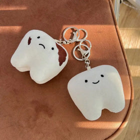 Cartoon Cute Bag Pendant Plush Stuffed Animal Toy Kawaii Dental Keychain Hanging Teeth Plush Doll Keychains Toys Dental Gifts