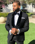 Black Wedding Tuxedos for Groom 2025 Custom Made 3 Pieces Set Groomsmen Best Man Suit Men's Suits Bridegroom (Jacket+Pants+Vest)