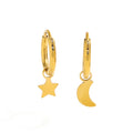 Trendy PVD Tarnish Free & Waterproof 18K Gold Plated Moon Star Dissymmetry   Stainless Steel Earrings for Women