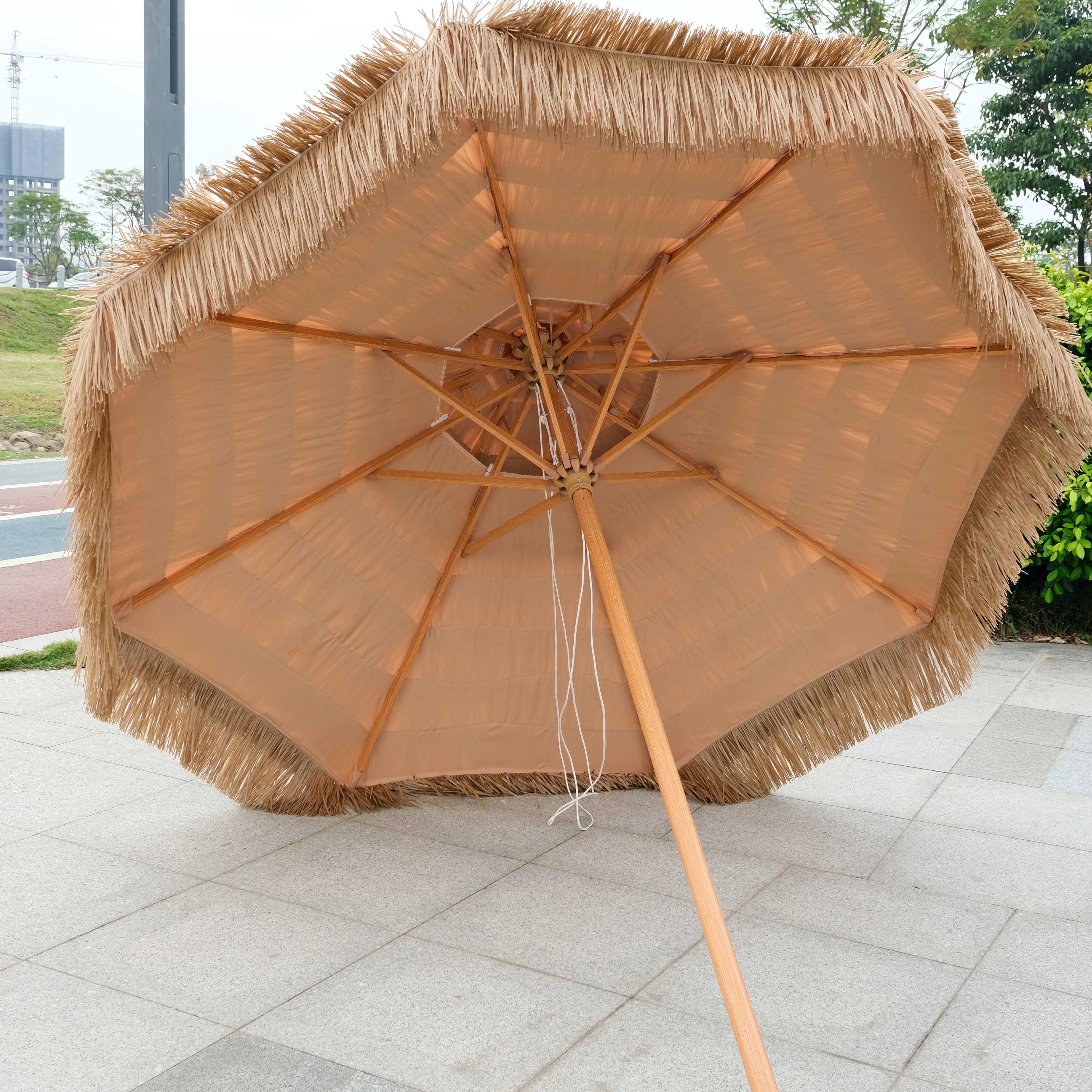 2M Modern Design Outdoor Syntheticluxury Beach Sunshade Canopy Patio Umbrella Garden Patio Parasol Beach Thatch Shade for Hotels