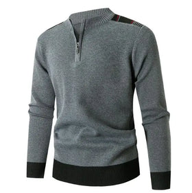 Men's Half High Necked Warm Half Zippered Sweater Knitwear Oversized Fashionable Casual Bottom Sweater