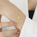 Non Tarnish 18K Gold Plated Stainless Steel Cross Charm Pendant with White Crystal  Bracelet Fine Jewelry Women Bracelet