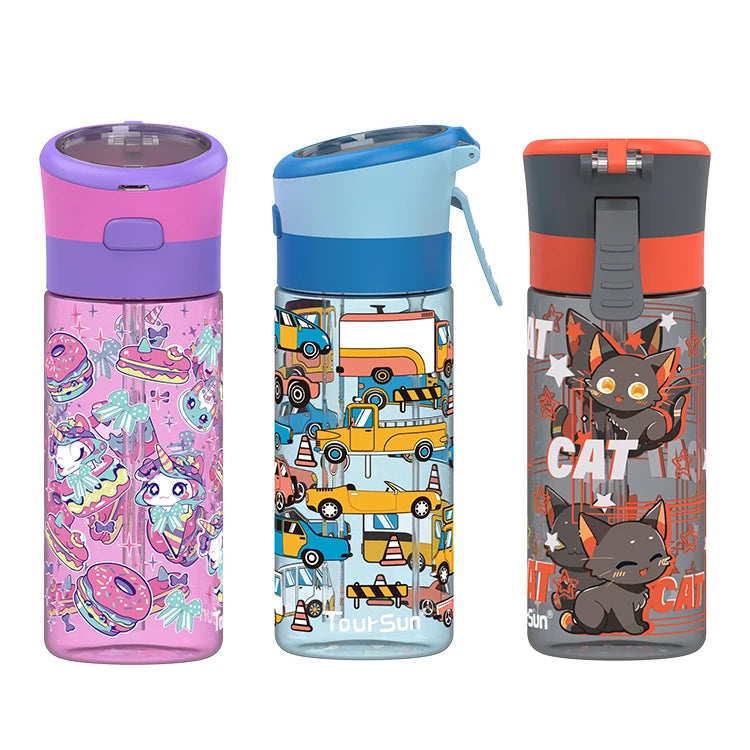 Hotsale 420ml Portable Flip Straw Sippy Cups Kids Water Bottle Bpa Plastics for School Kids