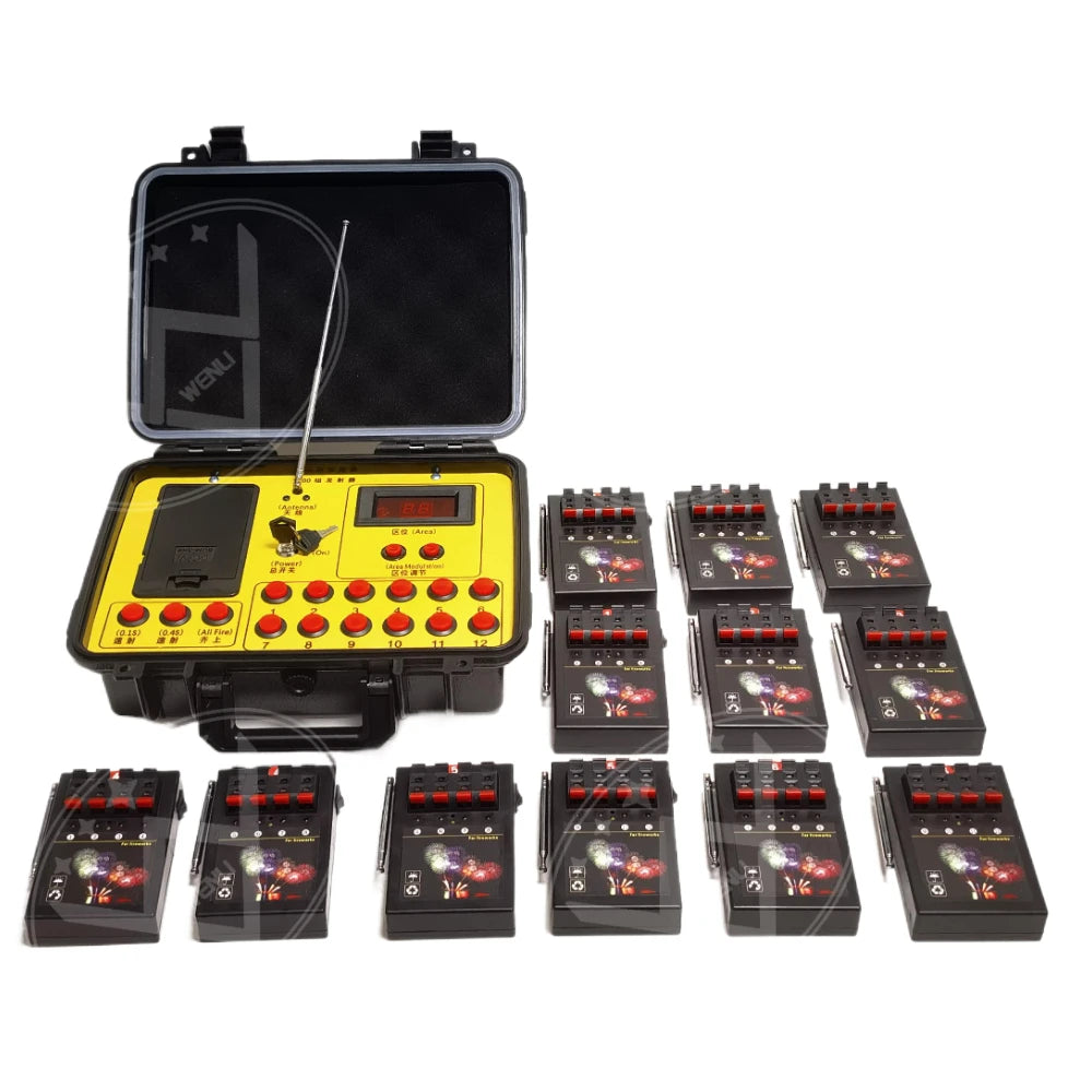 AM04R-12 48 Cue 18*4 Cue Fireworks Firing System 1200 Group Waterproof Transmitter Wireless Control Pyrotechnics Firing System