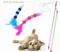 Interactive Eco-Friendly Pet Toy Plush Ball with Feather Bell New Design Cat Teaser Stick for Cats Dogs Made Wood Rope