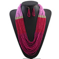 Jachon Boho Multilayer Rice Bead Necklace Earring Set Ethnic Necklace Vintage Handmade Fashion Necklace Jewelry