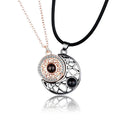 Trendy Copper Sun Magnetic Alloy Necklace & Leather Rope Necklace with Moon Rhinestone for Him & Her for Party Valentine's Day
