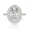 New Arrival 925 Sterling Silver Rings 8*12 MM Oval White CZ Fine Engagement Halo Jewelry for Women