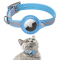 Reflective Stripes Leather Luxury Pet Collar Air Tag Durable Safty Elastic Ribbon Airtag Cat Dog Collar