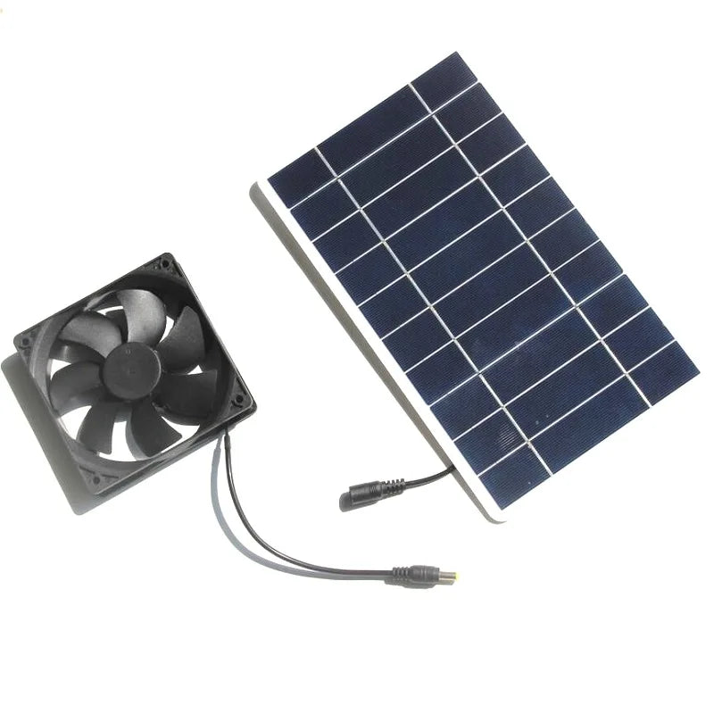 Semi-flexible 5V 10W Solar Panel Powered Small Size Air Flow Exhaust Fan 12*12CM Single Wind Speed for Pet House & Outdoor Use