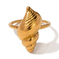 Fashion Summer 18K PVD Gold Plated Ocean Gift Stainless Steel Conch Opening Adjustable Ring