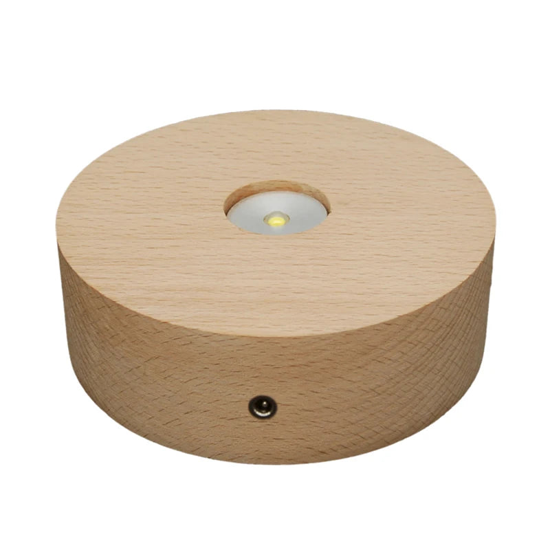 Modern USB LED Night Light with Wooden Base 3D Wood Lamp Bases for Acrylic Smart Home Lights for Living Room Residential Use