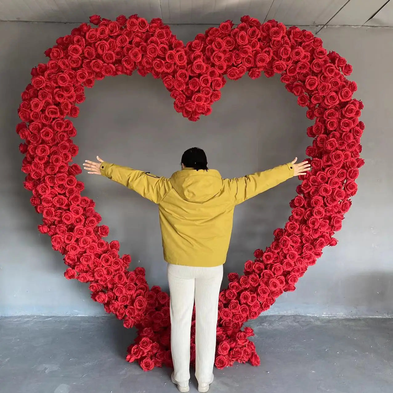 GJ-HR901 Wholesale 8 Feet Size Heart Flower Arch  Heart Arch with Flowers Flower Heart Arch for Wedding Decoration