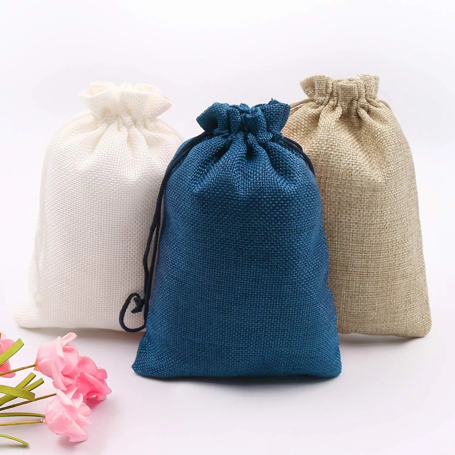 Cheap Portable Drawstring Washable Customizable Burlap Natural Mini Jute Linen Bag Wholesale for Jewelry Gift Pouch Wedding