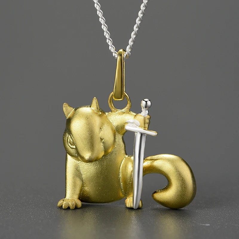 Lotus Fun Wholesale Custom Handmade Jewelry Animal 925 Silver Squirrel Cute Pendant Charms Accessories Fine Jewelry for Women