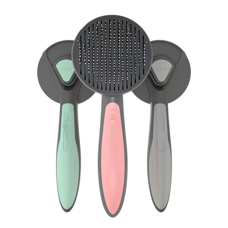 Stainless Steel & ABS Pet Grooming Brush Self-Cleaning Cat Slicker & Needle Comb for Dog Hair Removal Grooming Tools