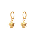 Dainty Engraved Sun Face Drop Earrings 2023 Pvd Gold Plated Stainless Steel Dangle Hoop Earring Tarnish Free Jewelry