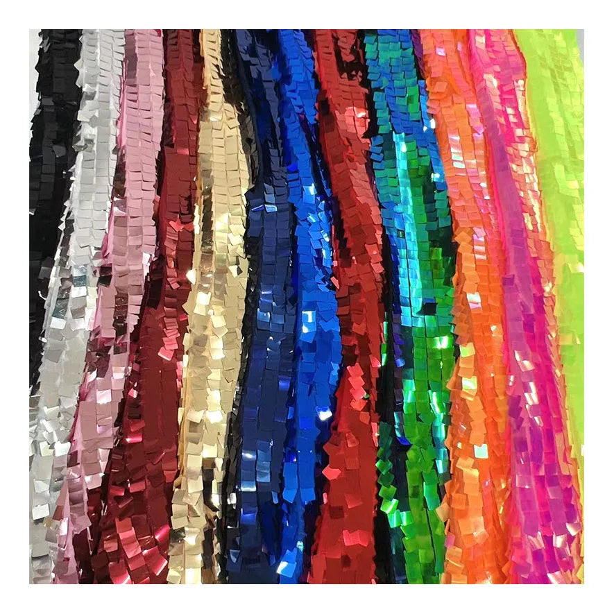 100% Polyester Large 25mm square Sequin Stage Style Embroidered Mesh Fabric