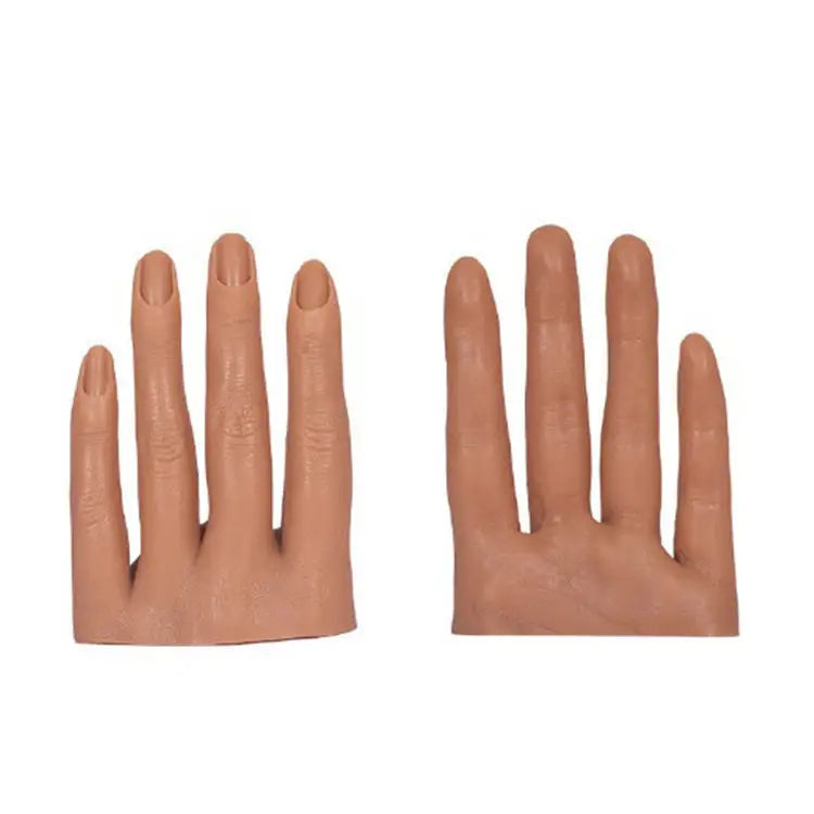 Four-Fingered Female Silicone Simulation Soft Hand Nails Bendable Mannequin Insert Nail Training Hand Manicure Nail Supplies