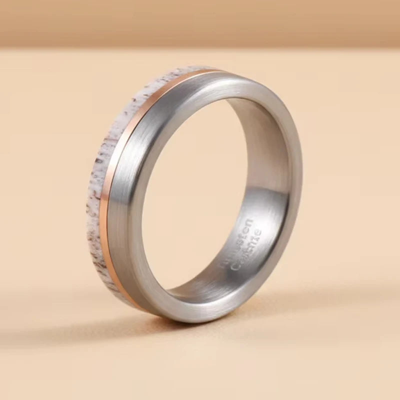 Wholesale Engagement & Anniversary 6mm Tungsten Ring for Men Women Inlay Deer Antler Wedding Ring Party Gift Fashion Ring