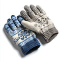 Nordic Snowflake Pattern Knit Gloves Woolen Thermal Gloves with Elastic Cuffs Cozy Fit for Travel Casual Cycling Ski Scenes