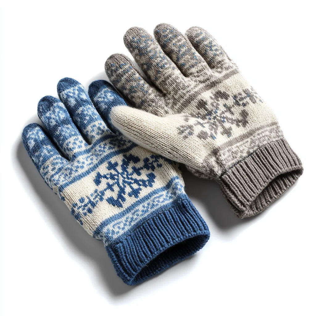 Nordic Snowflake Pattern Knit Gloves Woolen Thermal Gloves with Elastic Cuffs Cozy Fit for Travel Casual Cycling Ski Scenes