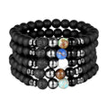 New Fashion Natural Stone Beads Bracelet Men Black Onyx Hematite Lave Stone Elastic Beads Bracelet