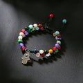 Fashion Agate Beads Fatima Hand Braided Bracelet Onyx Stone Evil Eyes Hamsa Hand Charm Bracelet for Gift