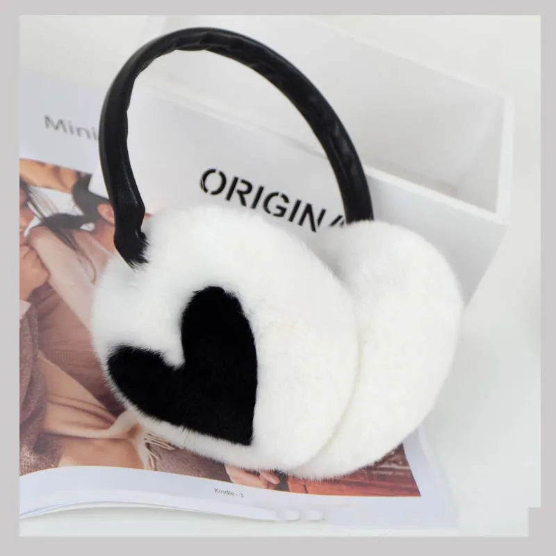 MWFur Rex Rabbit Hair Ear Cover for Women Rex Fur Earflap Girl' Earmuffs Woman Rabbit Fur Earmuff