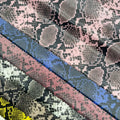 PFAS FREE Four-Way Stretch PU Leather Fabric Knitted Bottom for Synthetic Leather Leggings Snake Pattern Dress Garments