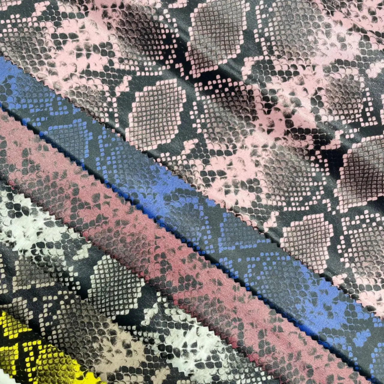 PFAS FREE Four-Way Stretch PU Leather Fabric Knitted Bottom for Synthetic Leather Leggings Snake Pattern Dress Garments