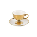 Gold-plated Black Porcelain Ware Coffee and Tea Cup with Saucer Set