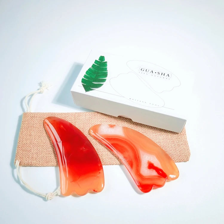 HZ Mushroom Gua Sha Masaj Facial Massager Red Agate Guasha Jade Scraping Massage Tool