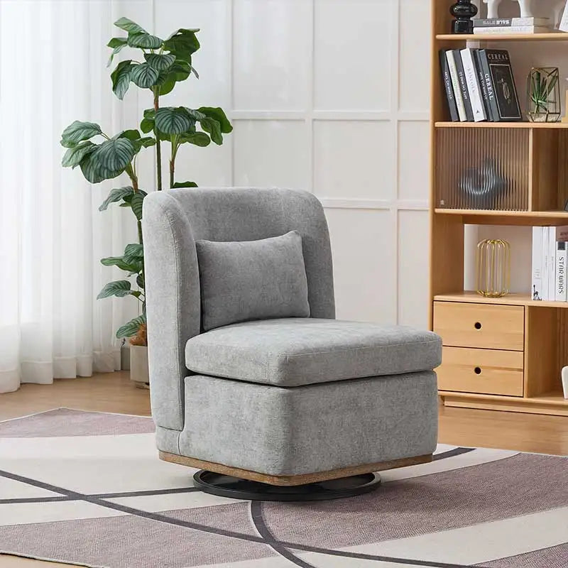 Modern Designer Office Chair Square Wood Base Sofa Set for Living Room Chenille Cover for Villa Furniture