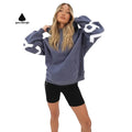 Green Dimple Street Wear Women Large Embroidery Logo French Terry Loose Sweatshirt Fashion Over-sized Women Hoodie