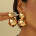 Gold Double Ball stud Earrings for Women Round Ball Earrings Thick Bead Earrings Stud Trendy