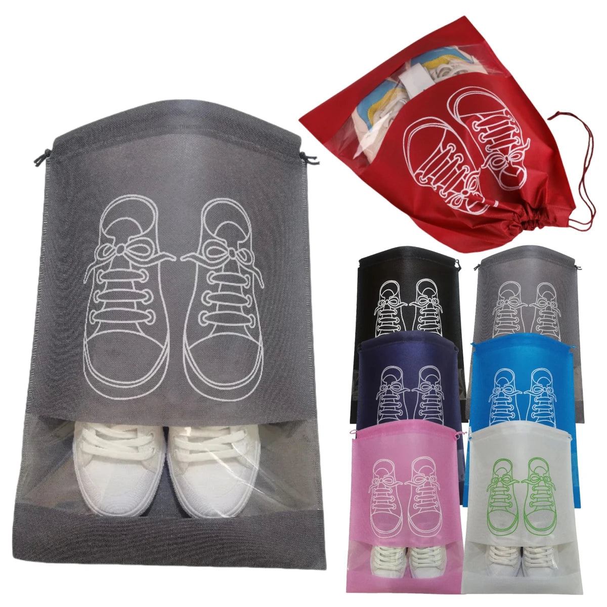 Shoes Storage Organizer Bags Non-woven Travel Portable Closet Bag Waterproof Pocket Clothing Transparent Storage Shoe Box