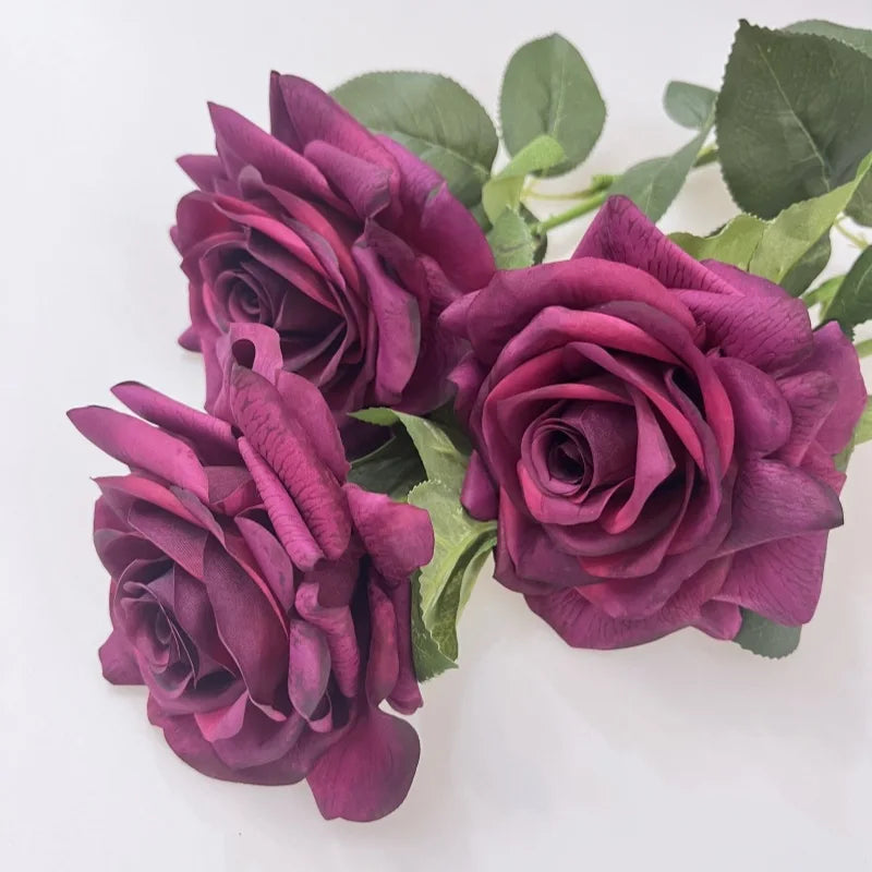 H-642 Factory Wholesale Long Stem Large Head Latex Real Touch Artificial Roses Flower White Pink for Wedding Home Decor
