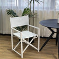 White Teslin Aluminum Folding Chair - Stackable Waterproof Outdoor Seat for Hotel and Restaurant