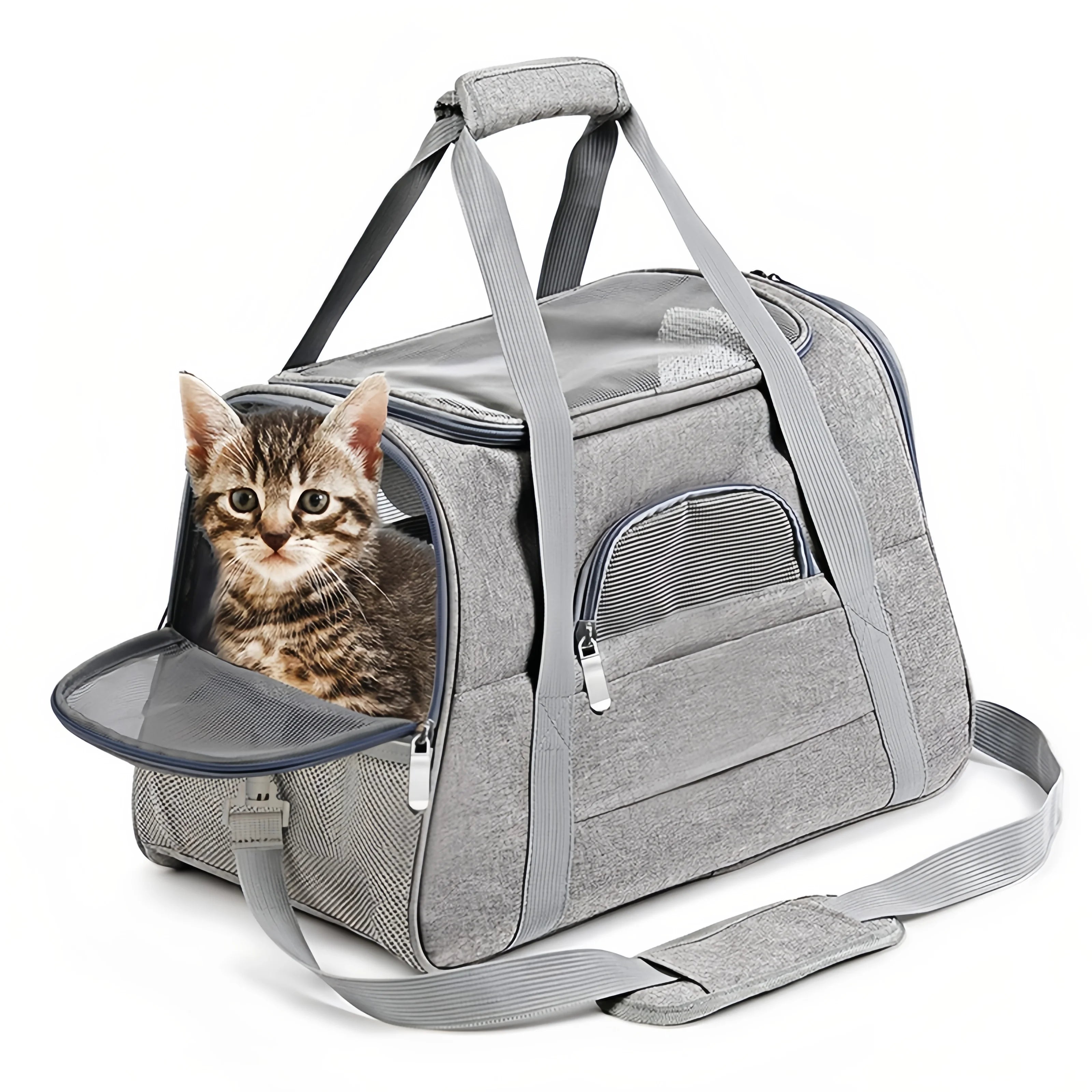 Hot Seller Luxury Portable Handheld Pet Carrier Bag Nylon Travel Tote with Breathable Design Zipper Closure for Cats Small Dogs