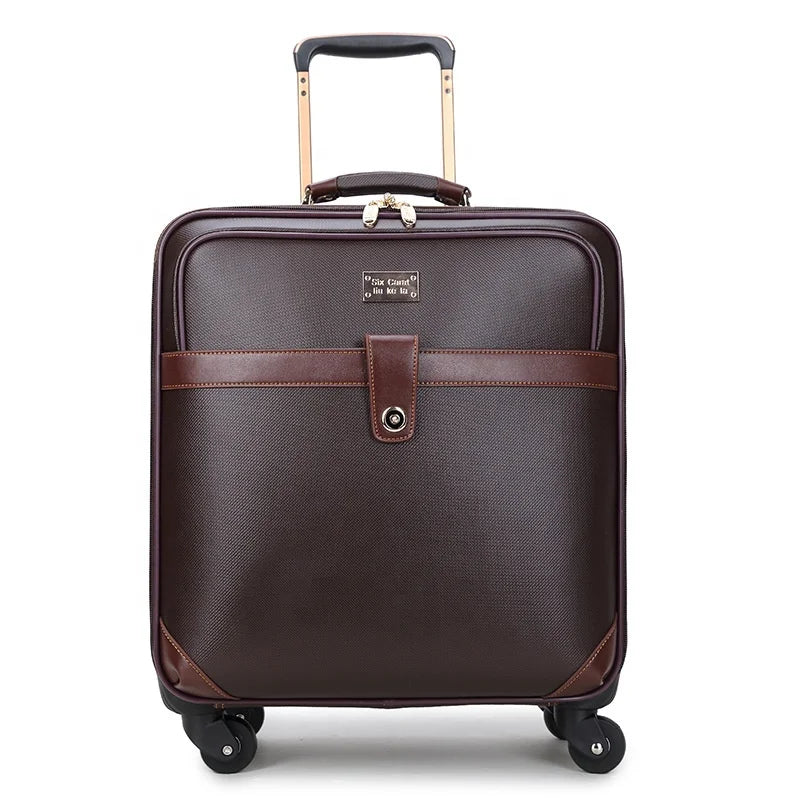 Ready Ship New Fashion PVC 16-20 Inch Travel Trolley Spinner Carry-On Luggage Bag Zipper Closure Unisex Wholesale Small Orders