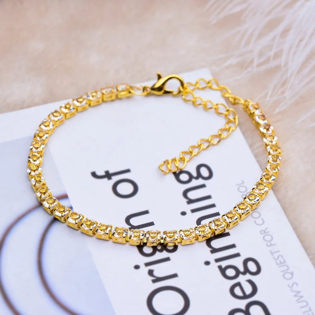 Fatingna Stainless Steel Jewelry Luxury 18k White Gold Plated Cubic Zirconia Cz Diamond Charm Tennis Bracelet for Women