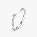 Ailmay Fashion 925 Sterling Silver Simple Romantic Clear Zircon Stackable Rings Fine Female Anniversary Engagement Jewelry