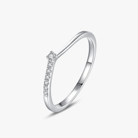 Ailmay Fashion 925 Sterling Silver Simple Romantic Clear Zircon Stackable Rings Fine Female Anniversary Engagement Jewelry