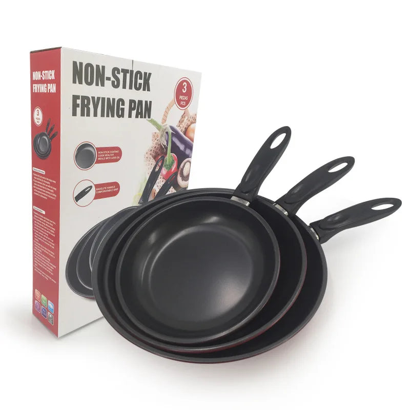 3 Pieces Nonstick Sarten 20/24/28cm Kitchen Cooking Skillet Iron Pot Non Stick Frying Pan Cookware Set