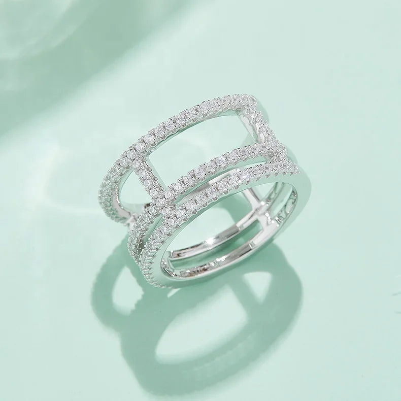Simple Fashion 18K Gold 925 Sterling Silver & Moissanite Ring D Color VVS Diamond Engagement for Women White Gold S925 Wedding
