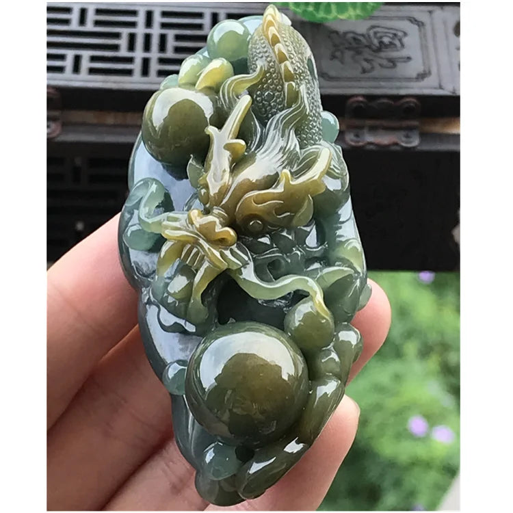 Natural Burmese Jadeite Dragon Brand Jade Pendant Zodiac Dragon Jade Brand Necklace Pendant Jewelry